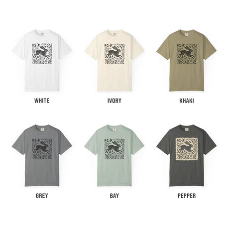 Wild Hare Linoprint T-Shirt Folk Art Forest Animal Naturecore Tee