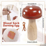 Wooden Mushroom Darning Kit Loom Complete Craft Supplies Sock Repair Kit Mending Tool For Embroidery DIY Crafts Clothes Fabric