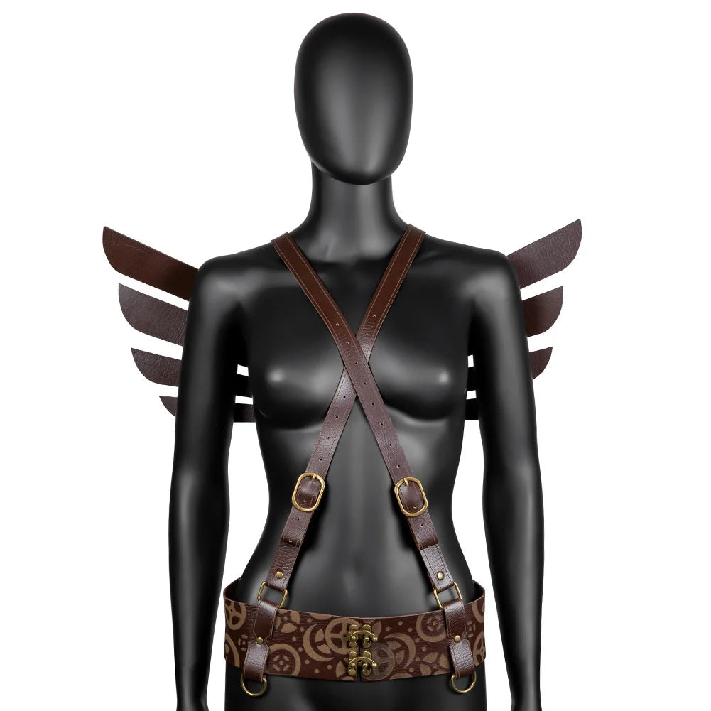 Steampunk Winged Shoulder Armour Leather Bracers Cosplay Costumes