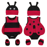 4 Piece Baby Ladybug Romper Set Wings Hat Socks Baby Clothes