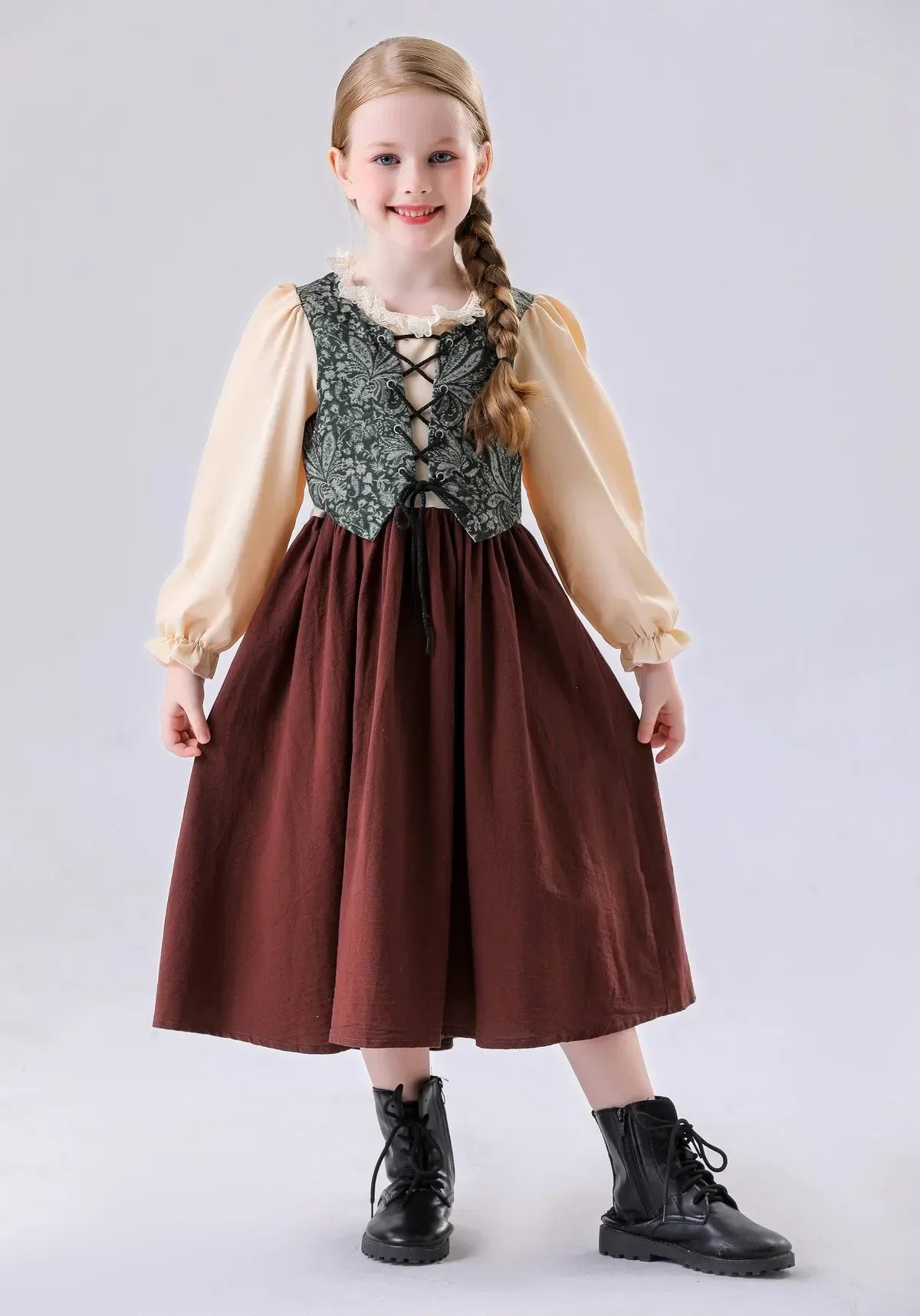 Medieval Peasant Children Cosplay Halloween Stage Performance Costumes