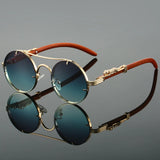 Round Retro Cape Sunglasses Double Bridge