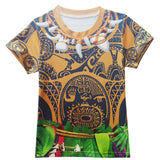 Maui Kids Cosplay 2Pcs Print Moana Boys Swimsuits Top and Shorts Children's Swimwear Book Week Costumes