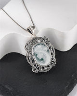 Kindred Spirit S925 Sterling Silver Pendants Blue Agate Portrait Jewelry
