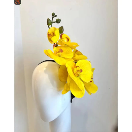 Handcrafted Large Realistic Orchid Statement Headpiece Floral Headband for Weddings Races Photoshoots