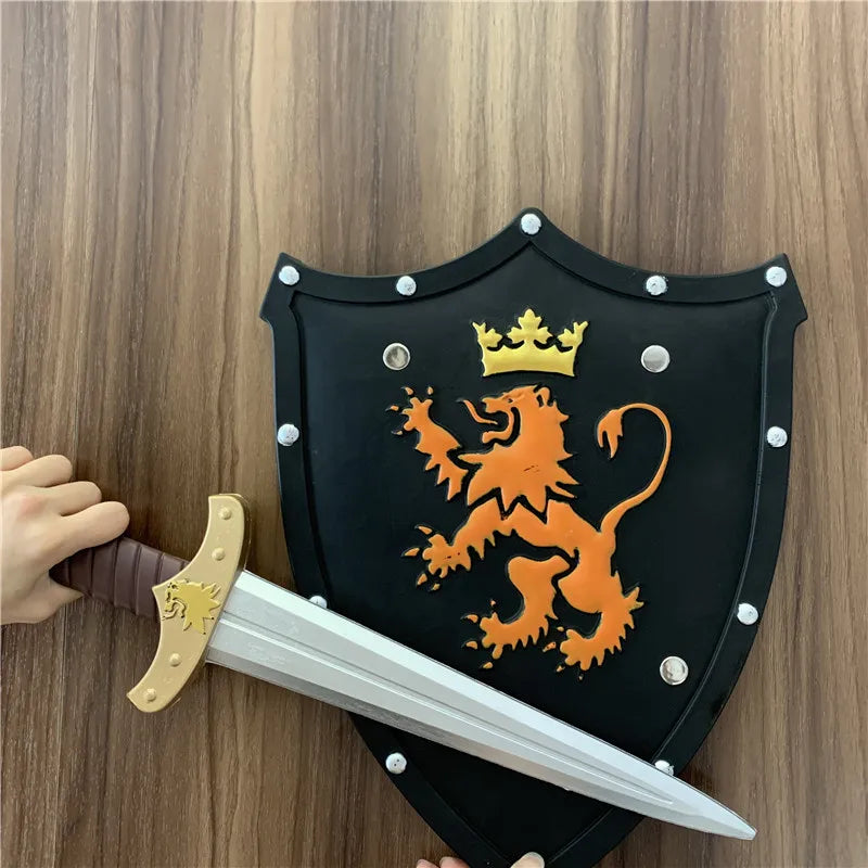 Kids Toy Golden Lion Shield Sword Sets PU Cosplay Role Play Props