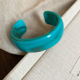 Smooth Round Acrylic Cuff Bangles Vintage Style Jelly Coloyr Smudging Wide Resin Bracelets