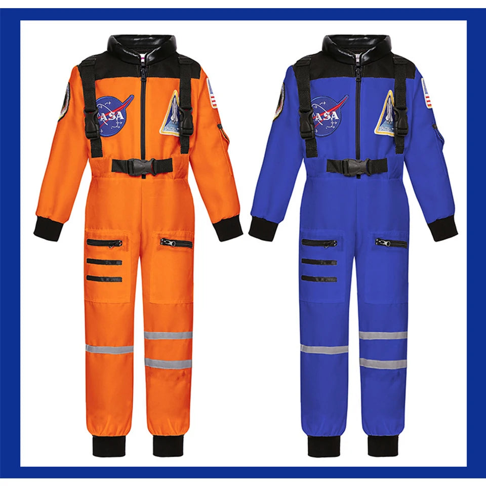 Kids Astronaut Costume Space Suit Halloween Cosplay Space Explorer Performance Book Week Costumes Children's Jumpsuit Spaceman Boys Girls