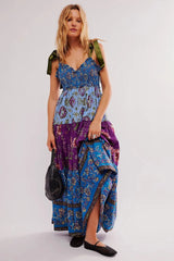 Ari's Boho Maxi Dresses 9 Colours Vintage Floral Print Summer Dress