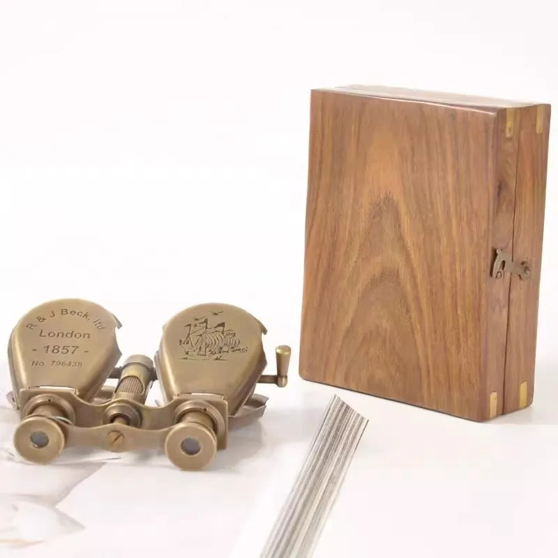 Antique Replica Brass Binoculars Desktop Ornament Mini Telescope Nautical Home Decor