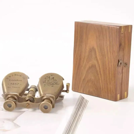 Antique Replica Brass Binoculars Desktop Ornament Mini Telescope Nautical Home Decor