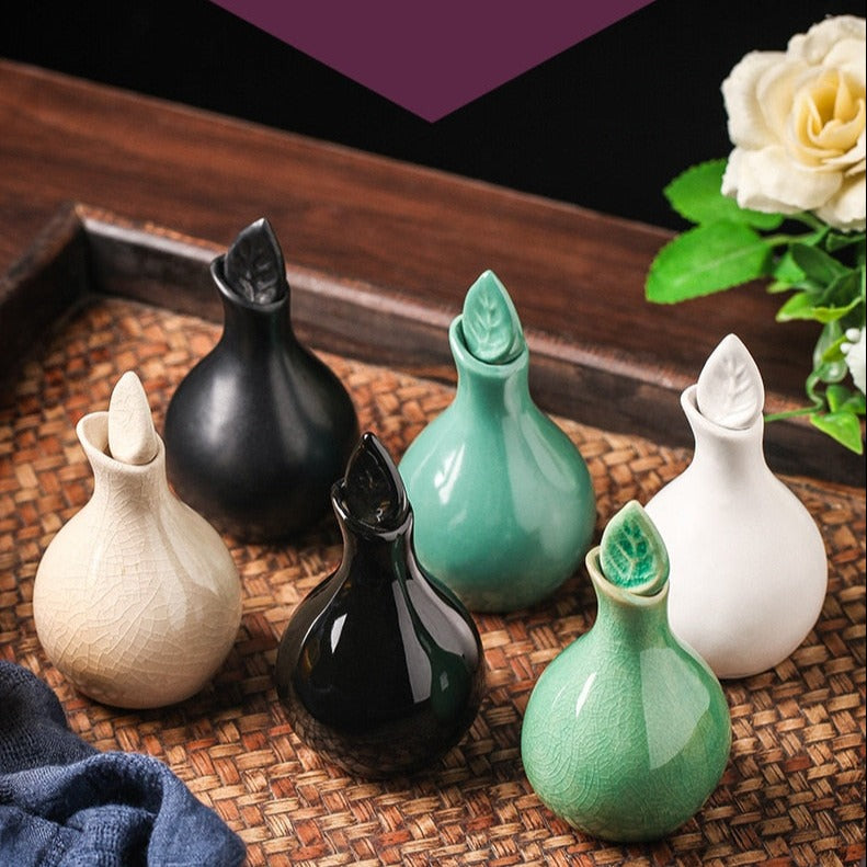 Leaf Cracked Glaze Essential Oil Pots 100ml Ceramic Aromatherapy Scented Home Decor Bottle