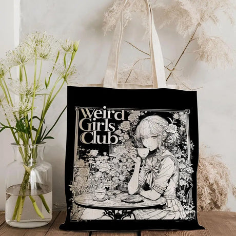 W-Weird G-Girls Club Storage Bags Double-Sided Print Canvas Tote Bag Large Capacity Shopping Bag