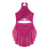 Girls Dance Performance Rhinestone Fringed Dress Figure Ice Skating Dancewear
