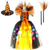 Girls Witch Ghost Vampire Halloween Costume Fluffy Tulle Dress