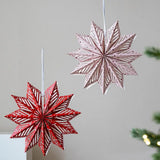 Paper 3D Christmas Tree Lampshade Hanging Snowflake Shape Star Decorative Lampshade Ceiling Pendant 30cm
