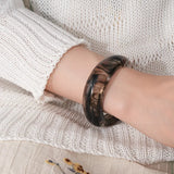 Smooth Round Acrylic Cuff Bangles Vintage Style Jelly Coloyr Smudging Wide Resin Bracelets