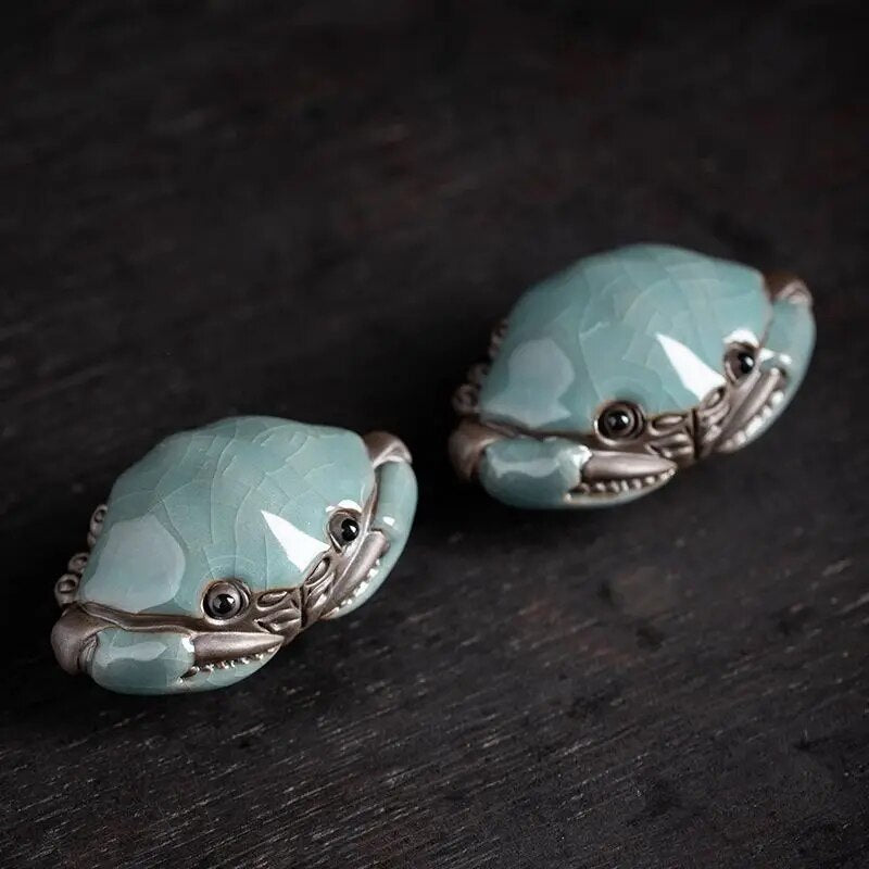 Kiln Cracked Glaze Crab Tea Pet Handmade Tea Ceremony Decoration