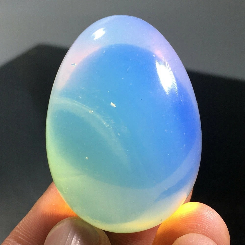 48mm Natural Crystal Healing Stone Egg + Base