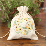 DIY Storage Drawstring Bag Embroidery Kit with Hoop DIY Craft Kits