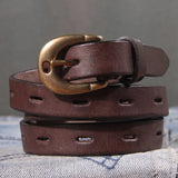 Maggy's Genuine Leather Women's Belt Pure Copper Button
