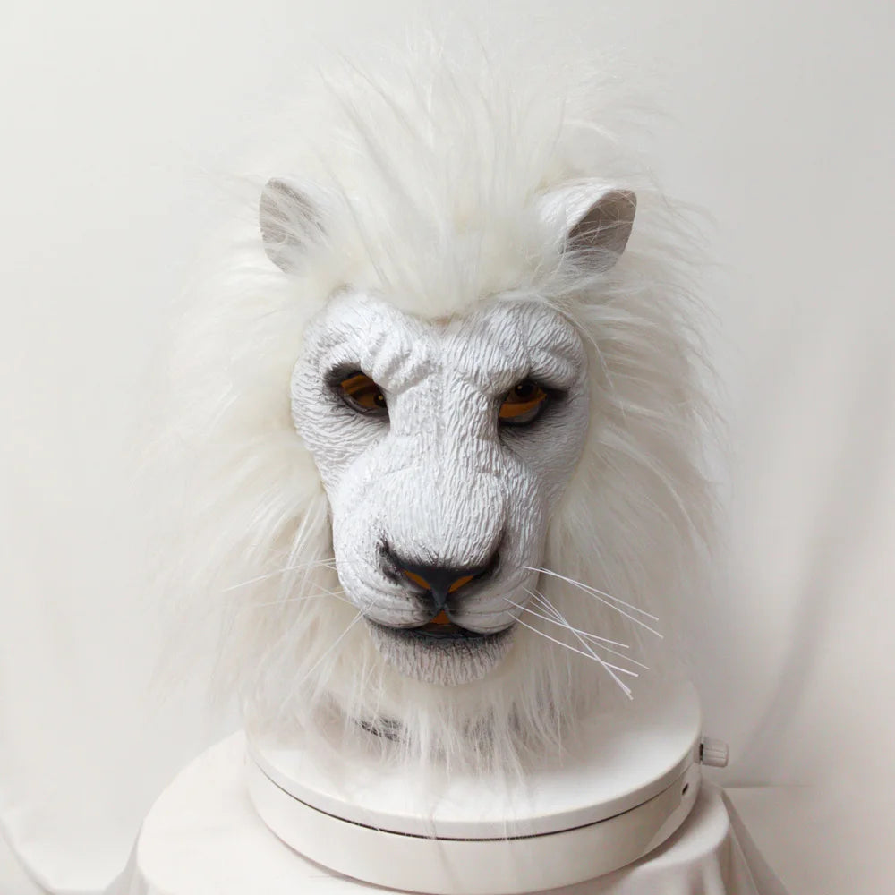 Lion Mask Cosplay Beast White Lion Latex Masks Book Week Halloween Party Costumes Props