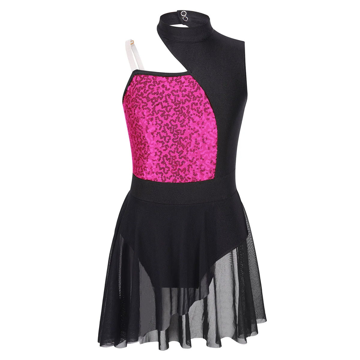 Girls Ballet Gymnastics Figure Ice Skating Sequin Leotard Tutu Dress Performance Dancewear