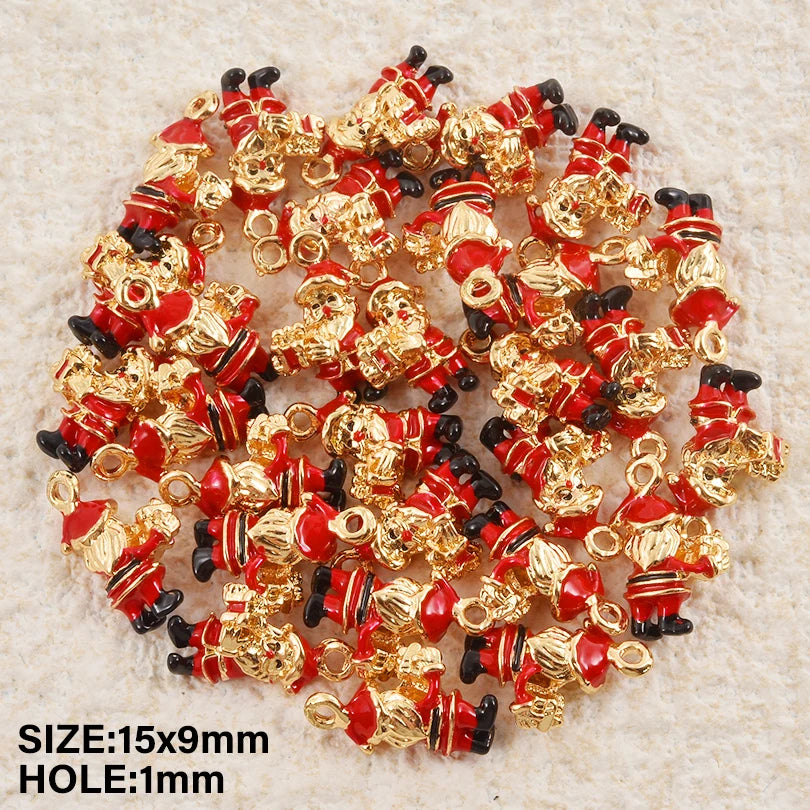 5pcs Christmas Charm Enamel Apple Socks Bell DIY Pendant Charms For Jewelry Making Keychain Earrings Bulk Handmade Material Gift