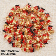 5pcs Christmas Charm Enamel Apple Socks Bell DIY Pendant Charms For Jewelry Making Keychain Earrings Bulk Handmade Material Gift