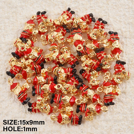 5pcs Christmas Charm Enamel Apple Socks Bell DIY Pendant Charms For Jewelry Making Keychain Earrings Bulk Handmade Material Gift