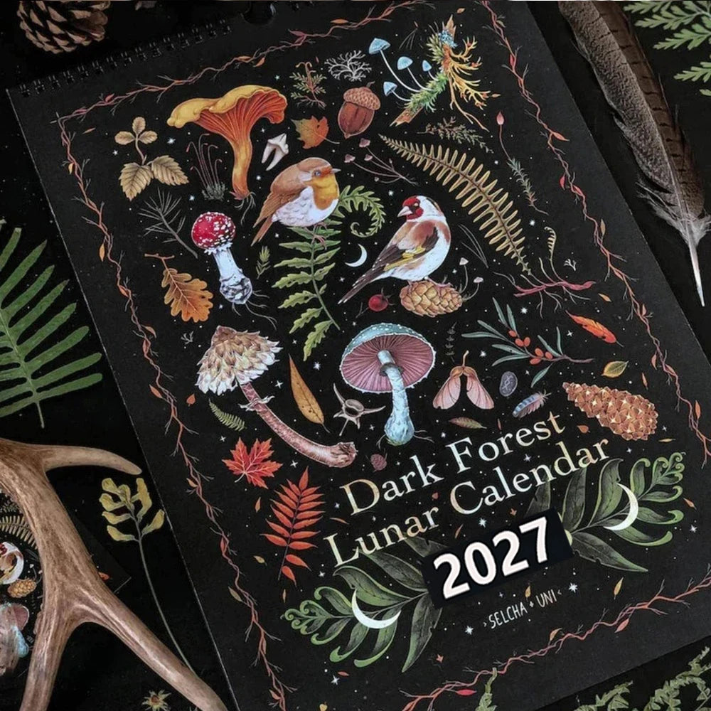 2027 Dark Forest Lunar Wall Calendar 12-Month Moon Phases