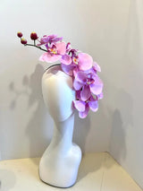 Handcrafted Large Realistic Orchid Statement Headpiece Floral Headband for Weddings Races Photoshoots