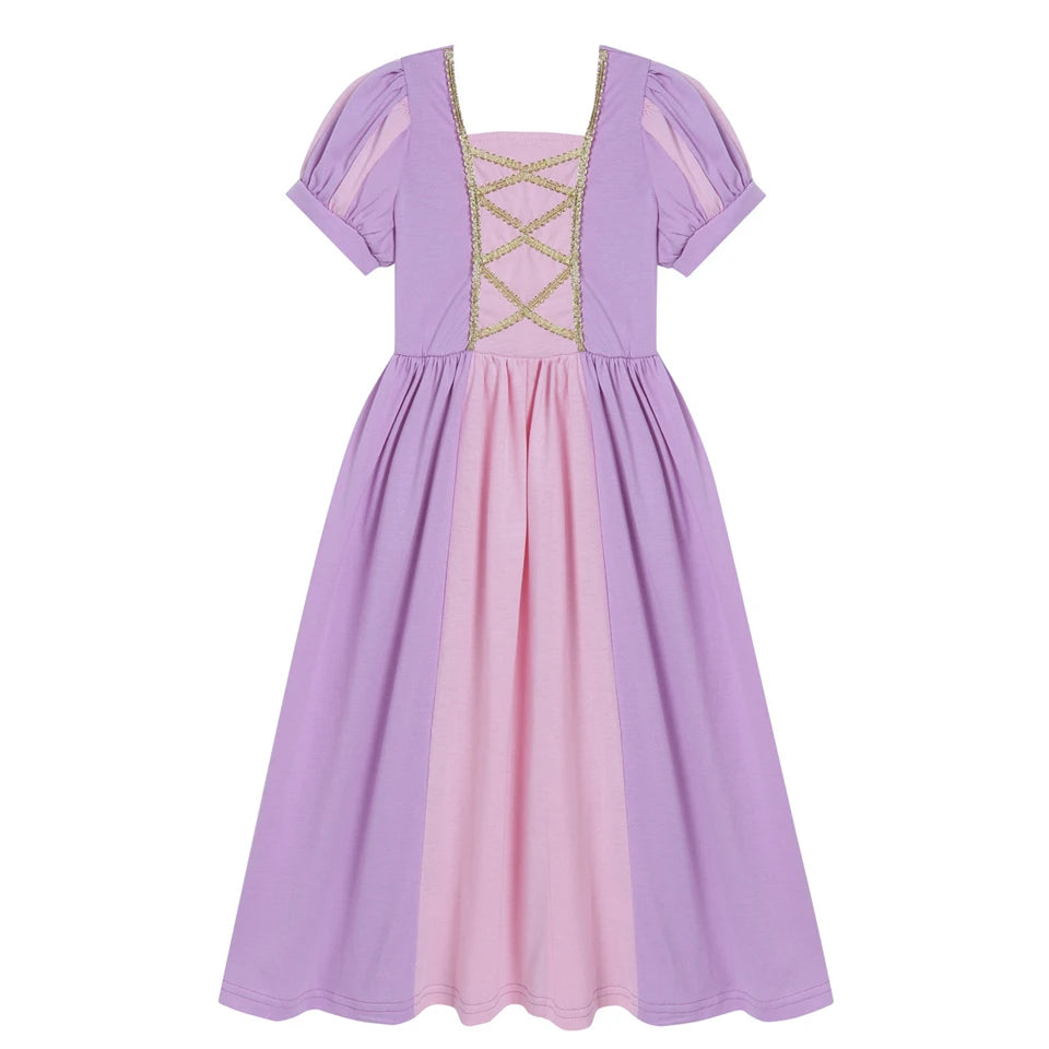 Soft Princess Dress for Girls Kids Halloween Cosplay Belle Cinderella Aurora Melinda Snow White Costume