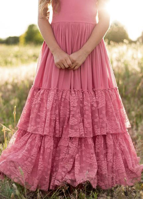 Girls Maxi Lace Chiffon Photoshoot Dresses For 3-15 Years