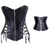 Front Side Lacing Faux Leather Overbust Corsets