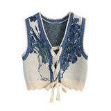 Van Gogh Sunflowers Folk Style Artist Sweater Vests Knitted Reversible Clothes