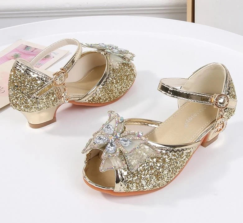 Party Shoes for Girls Glittery Butterfly Mary Jane Sandals Purple Gold Pink Blue