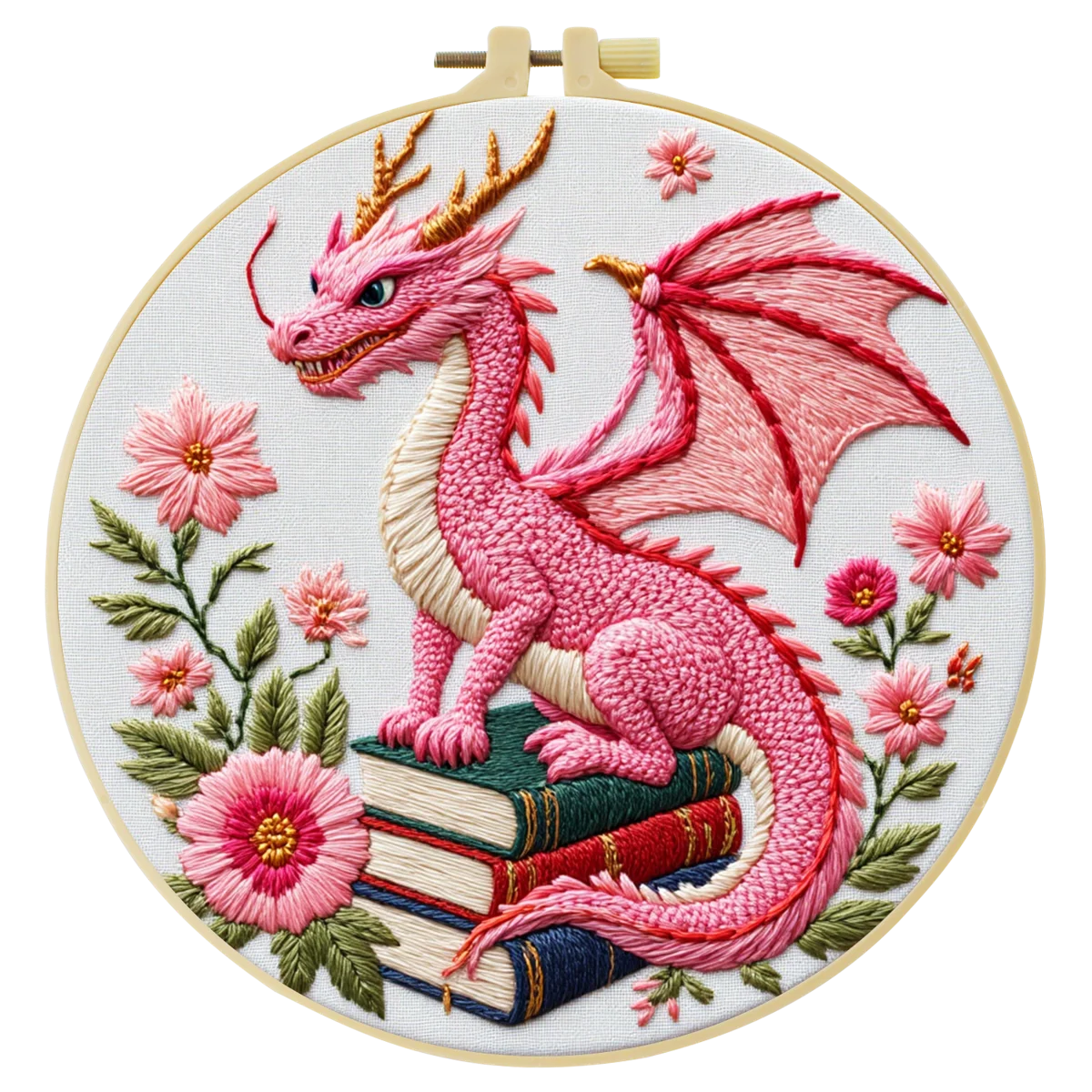 Pink Dragon DIY Embroidery Kit for Beginners