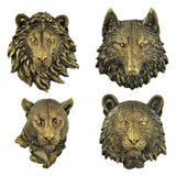 Resin Tiger Lion Wolf Bear Animal Head Wall Decor