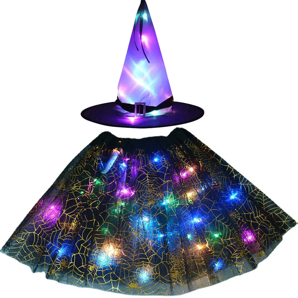 LED Witch Stars Tutu Skirt Glow Party Costumes Halloween