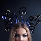 Surreal Evil Eye Snake Crown Light Up Rave Headpiece Halloween Costume