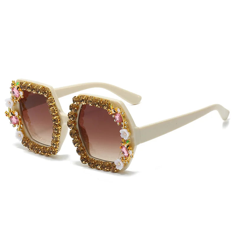 Gilly's Rhinestone Sparkling Square Frame Sunglasses Funglasses