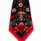 Flower Flaming Heart Necktie Men Women Double Layer Knot-free Ties For Shirt Boy Girls Performance