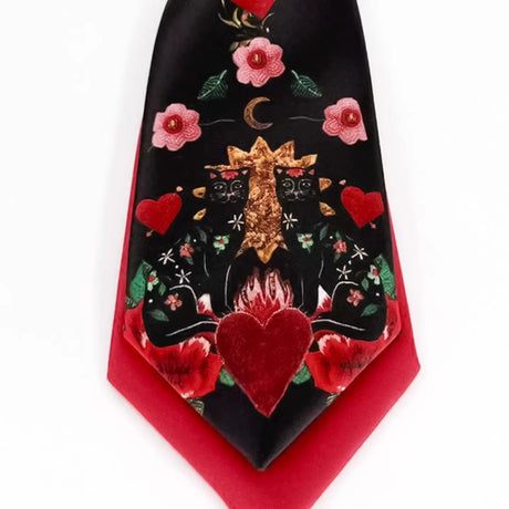 Flower Flaming Heart Necktie Men Women Double Layer Knot-free Ties For Shirt Boy Girls Performance