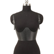Faux Leather Body Cage Harness Tops