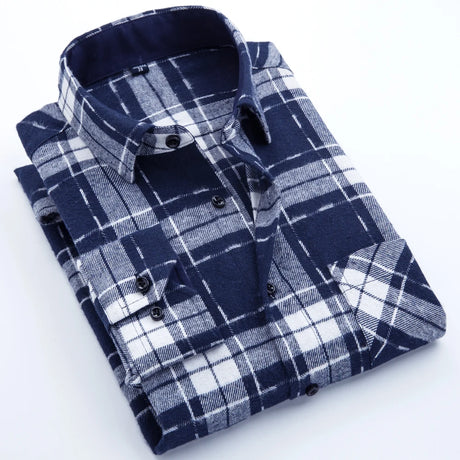 Woodsman Slim-fit Brushed Flannel Plaid Shirts 13 Colours