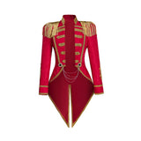 Ringmaster Jacket Regency Queen Red Fringed Military Tuxedo Women Gothic Steampunk Victorian Officer Uniform Coat