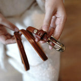Shallee's Genuine Leather Women's Belt Pure Copper Button Western Cowboy Style