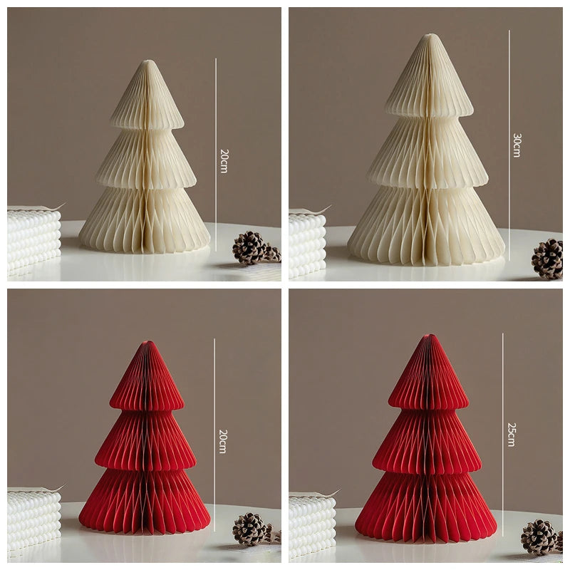 Christmas Paper Honeycomb Decorations Ball Folding Christmas Tree Table 3D Ornaments