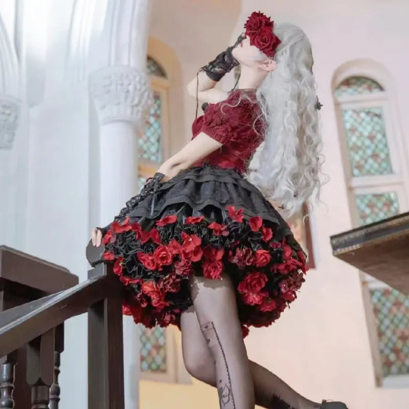 Handmade Flower Bomb Lolita Petticoat Skirt